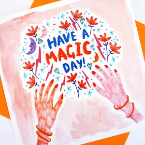 Magic Day happy Birthday Greetings Card, Magical Card, Hand Illustrated, image 2