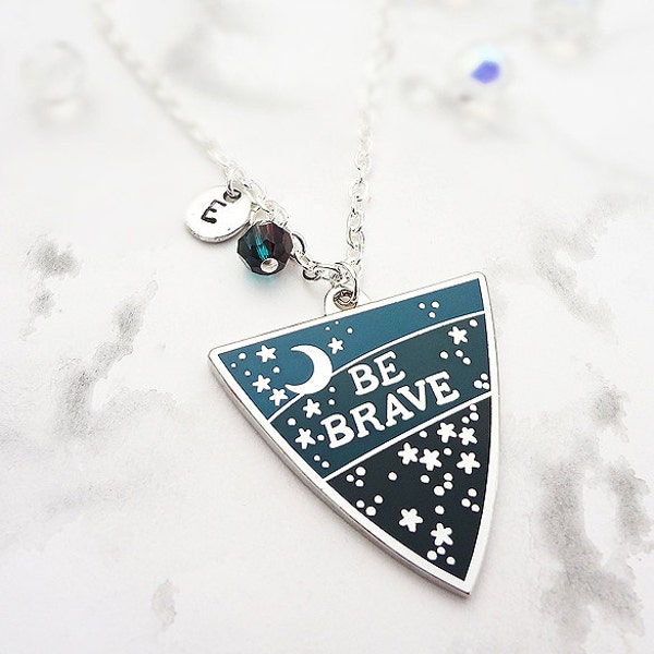 Be Brave Personalised Birthstone Pendant Necklace - Silver