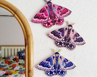 Wooden Moth Wall Decorations: Maximalist Home Wall Art