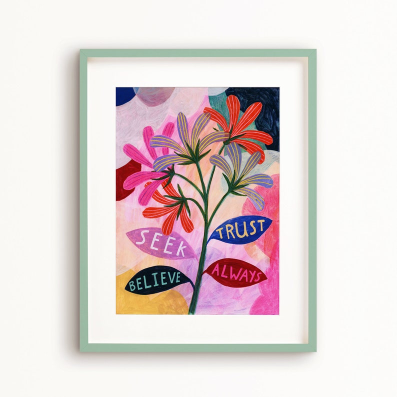 Art Print Set of 3 Inspiring Words, Philosophy Wall Art, Colourful