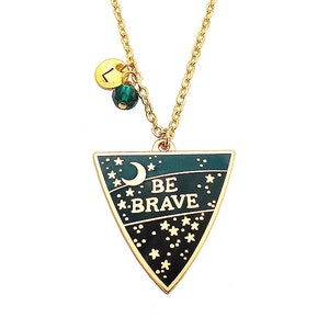 Personalised Birthstone Enamel Pendant Be Brave Gold image 3