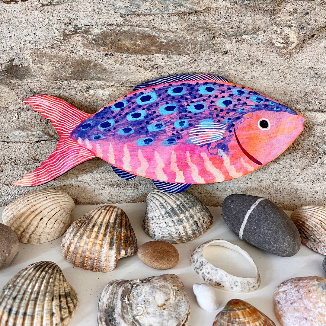 Large Wooden Fish Wall Art, Fish Decorations, Bathroom Accessories