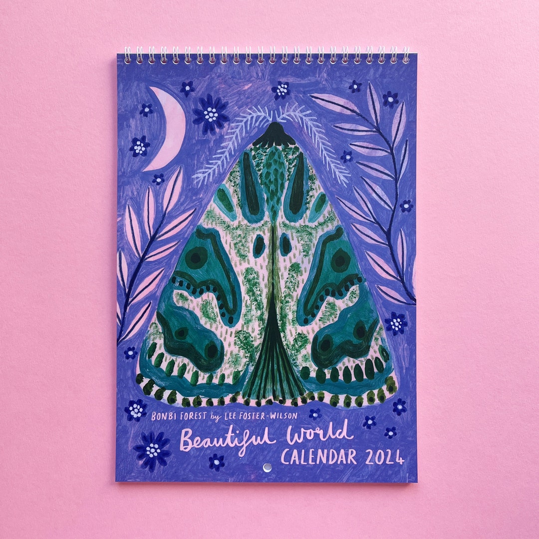 Beautiful World 2024 Wall Calendar, Illustrated Planner, Colourful