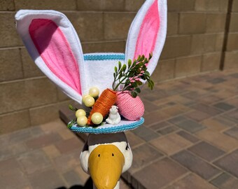Rosa Osterhase, Osterhase, Gansaufsatz, biegbare Ohren.