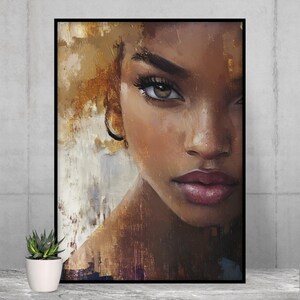 Black Woman Art | African American Art | Beautiful Portrait Wall Decor | Digital Art Print | Instant Download