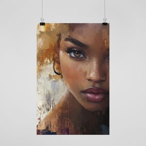 Black Woman Art | African American Art | Beautiful Portrait Wall Decor | Digital Art Print | Poster