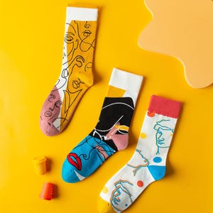 Abstract Art Socks: WaziHou Colorful Unisex Cotton Blend, 3-Pack