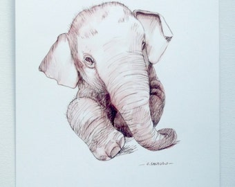 elephant drawing etsy sketches of elephants