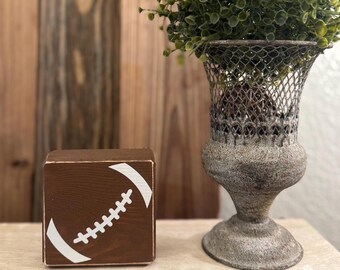 Wooden Football Block, Football Fan gift, Football desk & home decor, Football Season, Football Decor