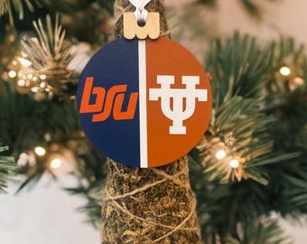 Adornos para casa dividida, Broncos de Boise State, Longhorns de Texas, adorno navideño, regalo de osos, regalo de Longhorns