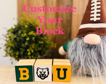 Custom wooden word blocks, Desk & home decor, Sport Gift, Football Fan, Fan Gift, Grad gift, College gift, Team gift, School blocks