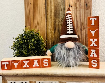 TEXAS LONGHORNS ~ Set of 5 Mini wooden word blocks, Longhorn gift, Longhorn desk & home decor, Hook ‘Em Horns, Grad gift, Football gift,