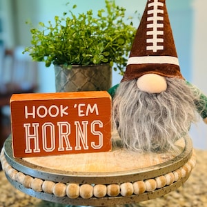 TEXAS LONGHORNS ~ Houten woordblok, Longhorn-cadeau, Longhorn-bureau en interieur, Hook 'Em Horns, Austin Texas, afstudeercadeau, collegecadeau