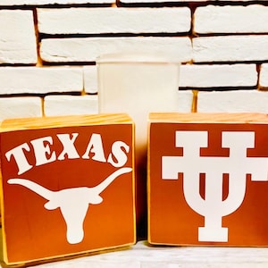 Texas Longhorns ~ Houten woordblok, Longhorn-cadeau, Longhorn-bureau en interieur, Hook 'Em Horns, Austin Texas, afstudeercadeau, collegecadeau