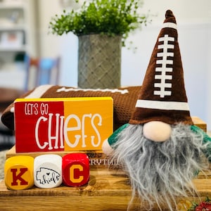 Kansas City Chiefs Set of 3 ~ Mini wooden word blocks, Chiefs gift, Chiefs desk & home decor, Chiefs Christmas gift, Football