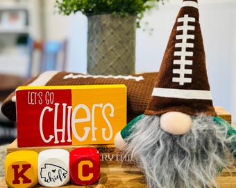 Kansas City Chiefs Set of 3 ~ Mini wooden word blocks, Chiefs gift, Chiefs desk & home decor, Chiefs Christmas gift, Football