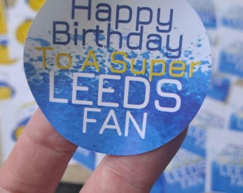 Leeds Birthday / Party Stickers x30 LUFC- Easy Peel. Football gift Ideas. Crafts. Leeds Party Supplies. Kids Party Bags