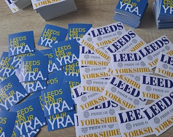 YRA and yorkshire Leeds United Stickers  x30 mixed. LUFC- Easy Peel. Football gift Ideas. Crafts.