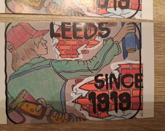 Leeds United Stickers X30 Hand drawn and printed. Football gift Ideas. Crafts. LUFC- Easy Peel. Spray Paint Boy.
