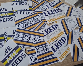 Classic Leeds United Sticker bundle x30 mixed. LUFC- Easy Peel. Football gift Ideas. Crafts.