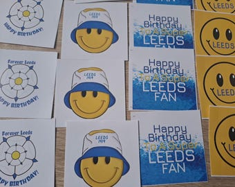 Leeds Birthday Bundle / Party Stickers X20 LUFC- Easy Peel. Football gift Ideas. Crafts.