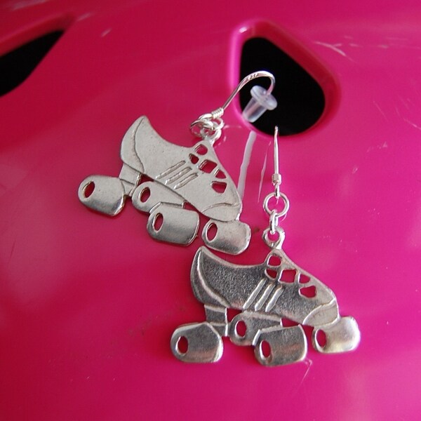 Roller Derby Silver Skate Earrings