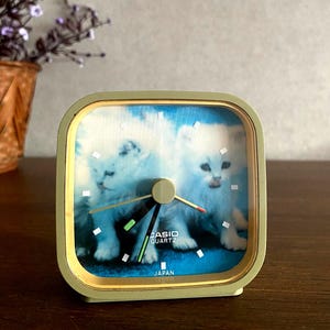 Vintage Casio Quarz Kätzchen Schreibtisch Uhr Bild 8