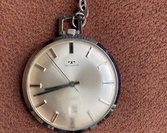 Vintage Technos Taschenuhr Funktionierend