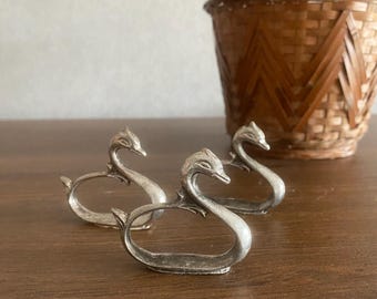 Anneaux à Serviettes Muraux Vintage – Bronze Avec Cygnes – Portemanteau