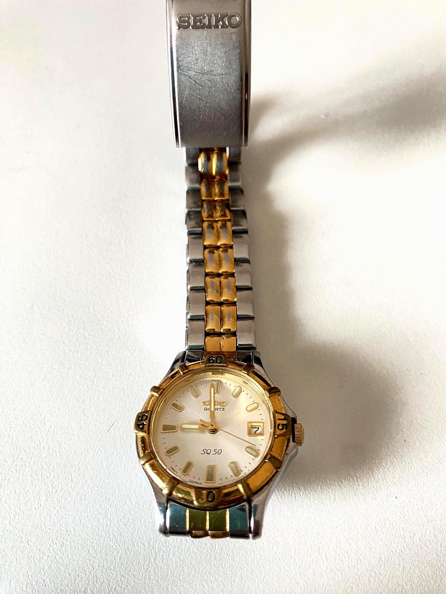 Vintage Seiko SQ50 Two-tone Watch – Gold Silver Stainless Steel 