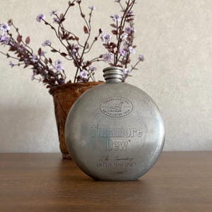 Vintage Tullamore Dew Steel Hip Flask: Irish Whiskey Collectible