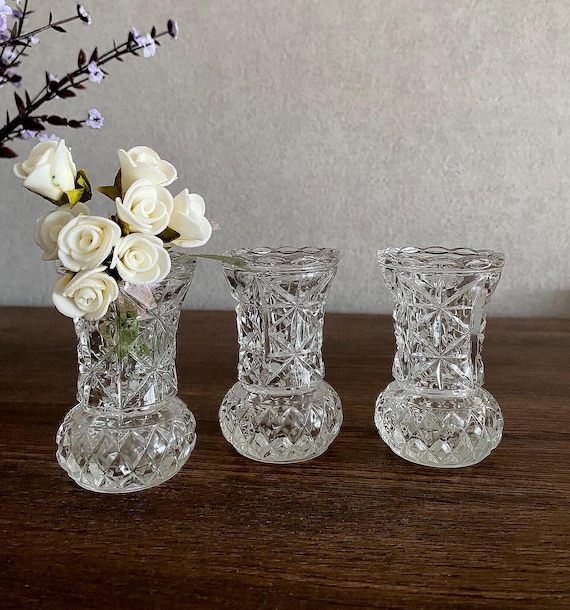 Vintage 1970er Jahre Kristall Kristall Vasen Set