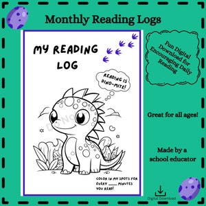 Dragon Monthly Reading Log - Fun Fillable Progress Tracker - Encourages Daily Reading Habits - Perfect for Young Readers