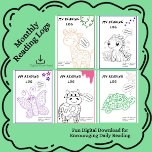 Monthly Reading Logs - Fun Digital Download for Tracking Progress - Perfect for Pre-K & Elementary Reading Habits