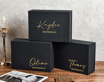 Personalisierte Geschenkbox für Trauzeugen, schwarze magnetische leere Geschenkbox, Trauzeugen Vorschlag Box, Hochzeitsgeschenkbox