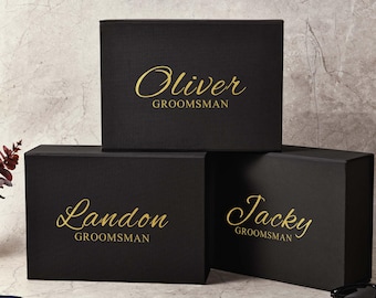 Personalisierte Groomsmen Vorschlag Box, schwarze magnetische leere Geschenkbox, Groomsmen Vorschlag Box, kreative Hochzeitsgeschenkbox