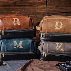 Trousse de toilette personnalisée en cuir pour garçons d'honneur, cadeau garçons d'honneur, trousse de toilette en cuir gravé pour hommes, cadeau proposition de garçons d'honneur, trousse de toilette de voyage pour hommes