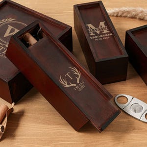 Personalisierte Trauzeugen Geschenkbox, Groomsmen Vorschlagsbox, benutzerdefinierte leere Holzkiste, geschnitzte Holzzigarre Geschenkbox, Trauzeugen Geschenk, Holzgeschenkbox