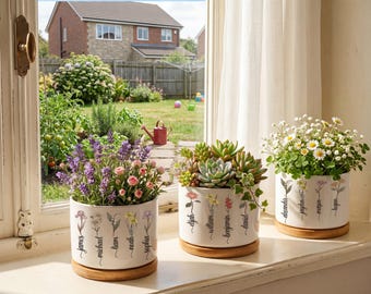Personalized Grandma’s Garden Birth Flower Pot,Names Planter for Nana,Mother’s Day Gift,Family Birth Month Flowers,Birth Flower Plant Pot