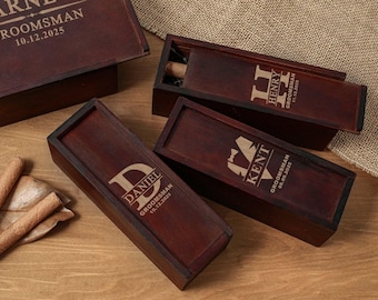 Personalized groomsmen gift box,Carved wooden cigar gift box,Groomsmen proposal box,Custom empty wooden box,Groomsmen gift,Wooden gift box