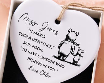 Personalised Teacher Gift Ceramic Thank You Teacher Gifts Teacher Leaving Present - Winnie the Pooh Art & Quote Someone who believes in you