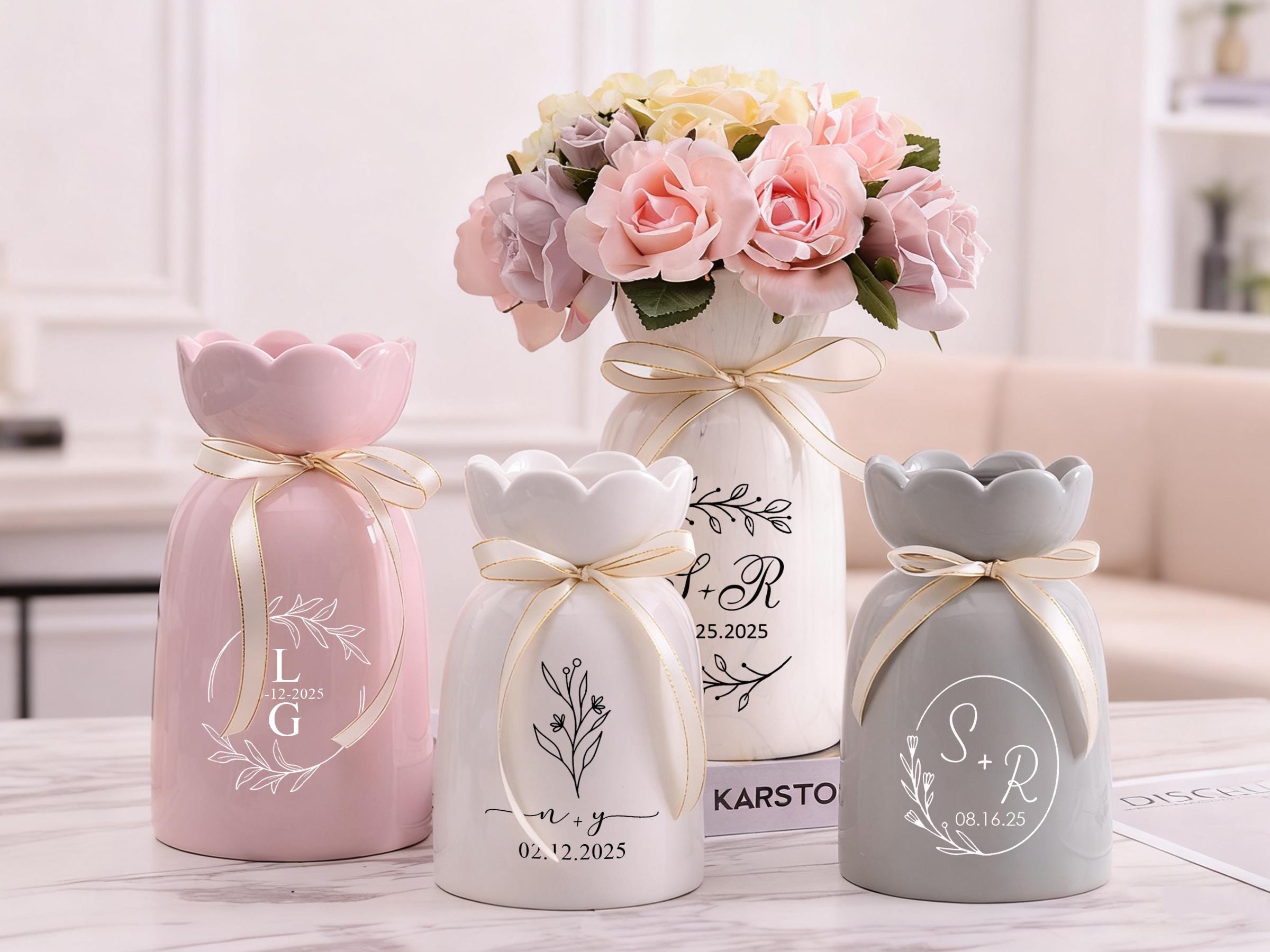 ピンクの陶器の花瓶 - Etsy 日本