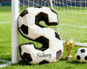 Personalized Soccer Ball Letter Pillow Custom Monogram Initial Throw Pillow Boyfriend Gift Sports Lover Gift Soft Home Decor Christmas Gifts