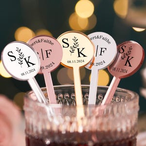 Customized Wedding Drink Stirrers,Couple Initials Drink Charms,cocktail stirrers for Party,Engagement Décor,Bar Stir Sticks,Wedding Decor