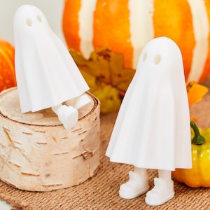 Süßer Halloween-Geist, Geisterfigur, Gehörnter Geist-Harz, 3D gedruckter Geist-Set, Mini-Geist mit Beinen, Gothic Halloween Wohnkultur, Halloween-Geschenke