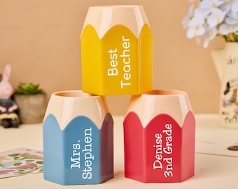 Personalized Pencil-Shaped Pen Holder,Colorful Pen Cup,Desk Organizer For Office/Makeup Brush/Stationery,Back To School Gift For Students
