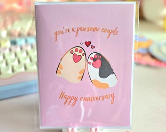 Tarjeta de aniversario de gato / Tarjeta de felicitación pastel 'Pareja genial'