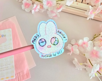 Glitter Holo Meds Bunny Vinyl Sticker