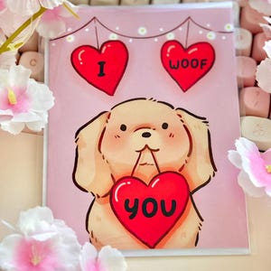Cartão de felicitações I Woof You -- Cartão de eu te amo -- Carta de amor
