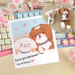 Cadeau personnalisé Polaroid pour animaux de compagnie | portraits dessinés à la main personnalisés | cartes de vœux personnalisées | carte postale personnalisée | signet personnalisé | cadeau personnalisé pour animal de compagnie